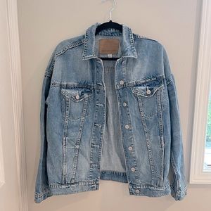 AE oversized distressed denim jacket boyfriend fit